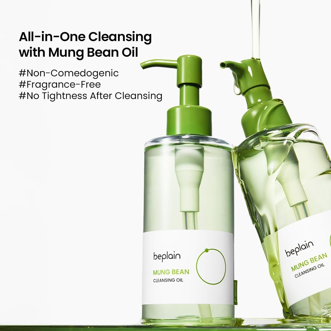 2 pcs beplain Mung Bean Cleansing Oil  All-in-One, Fragrance-Free, Non-Comedogenic Oil Cleanser