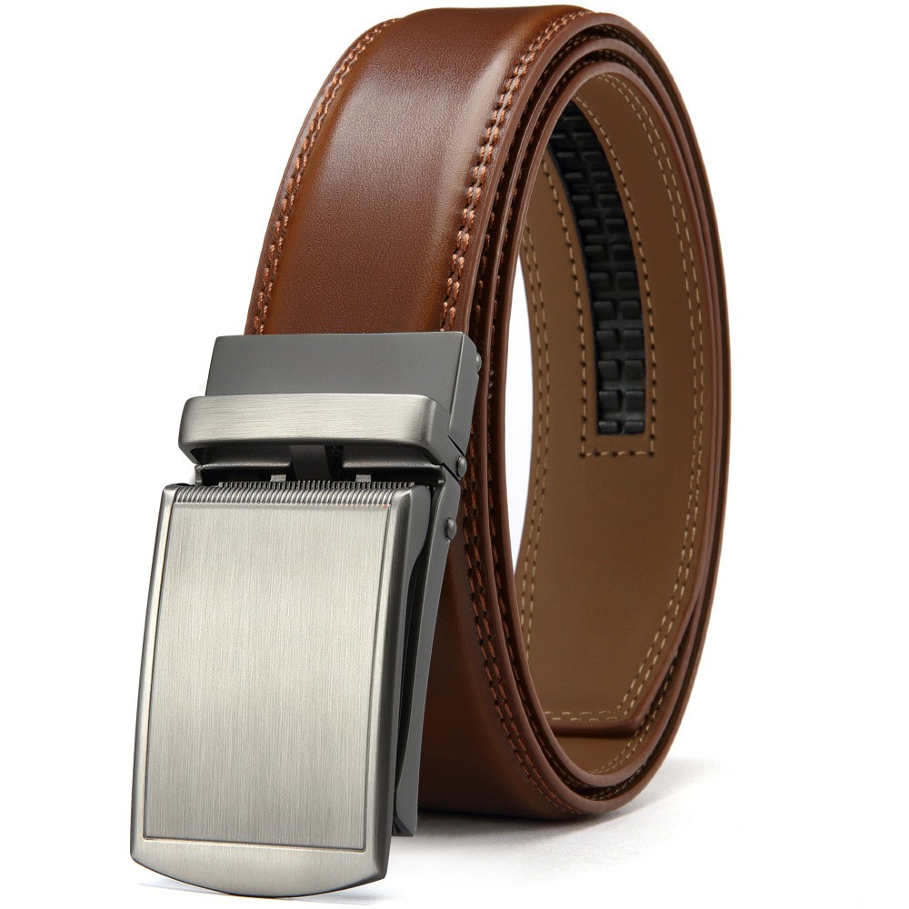 Leather Ratchet Belt with Adjustable Buckle