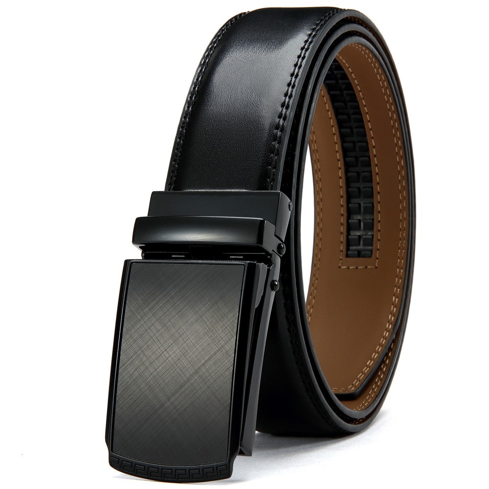 Leather Ratchet Belt with Adjustable Buckle
