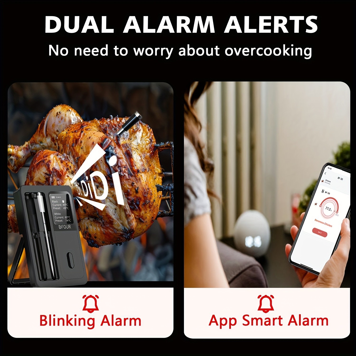 Wireless 2-Prong Meat Thermometer with Two Probes