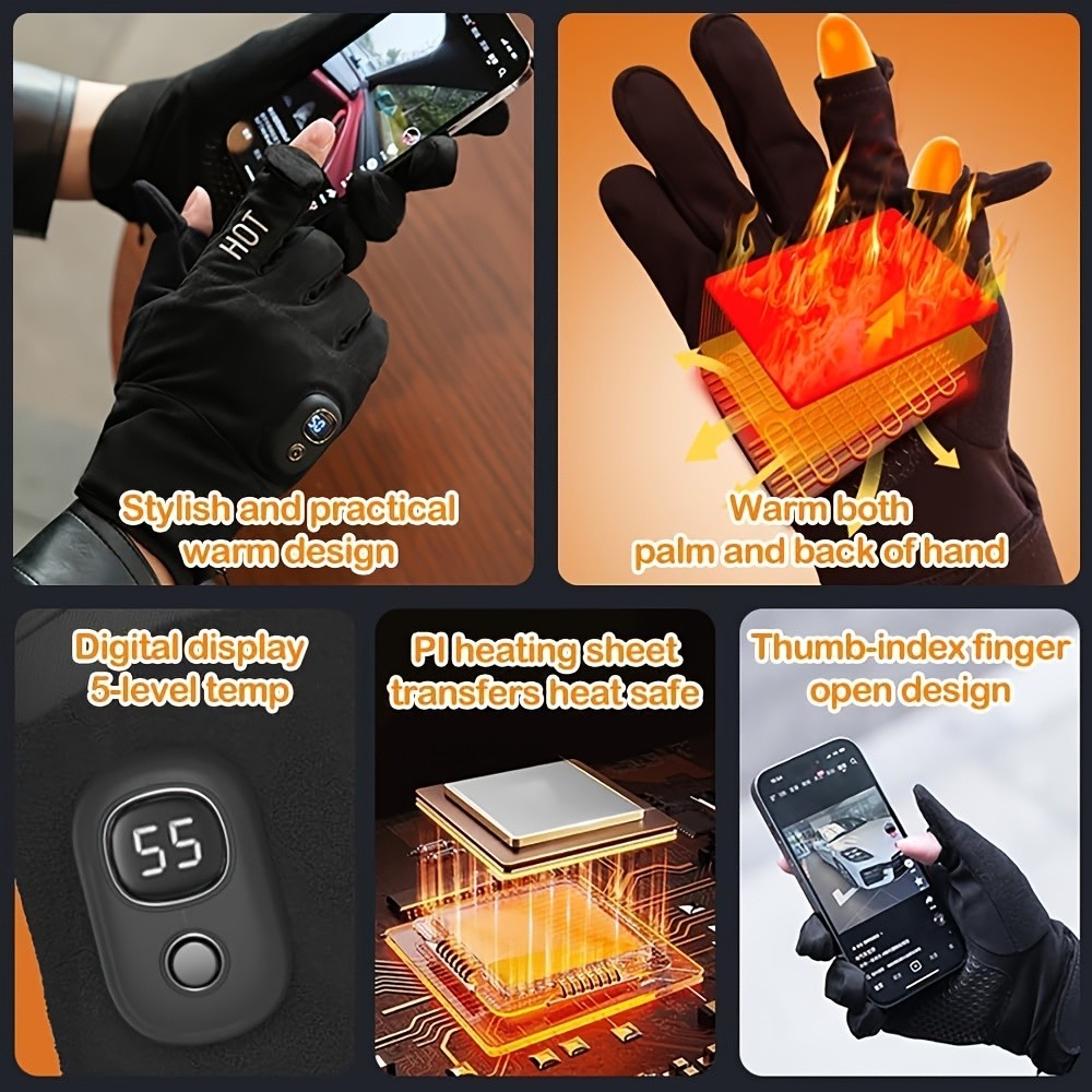 Unisex Heated Gloves: Adjustable Temperature, USB Rechargeable Warmth for NZ Winter Outdoor Life