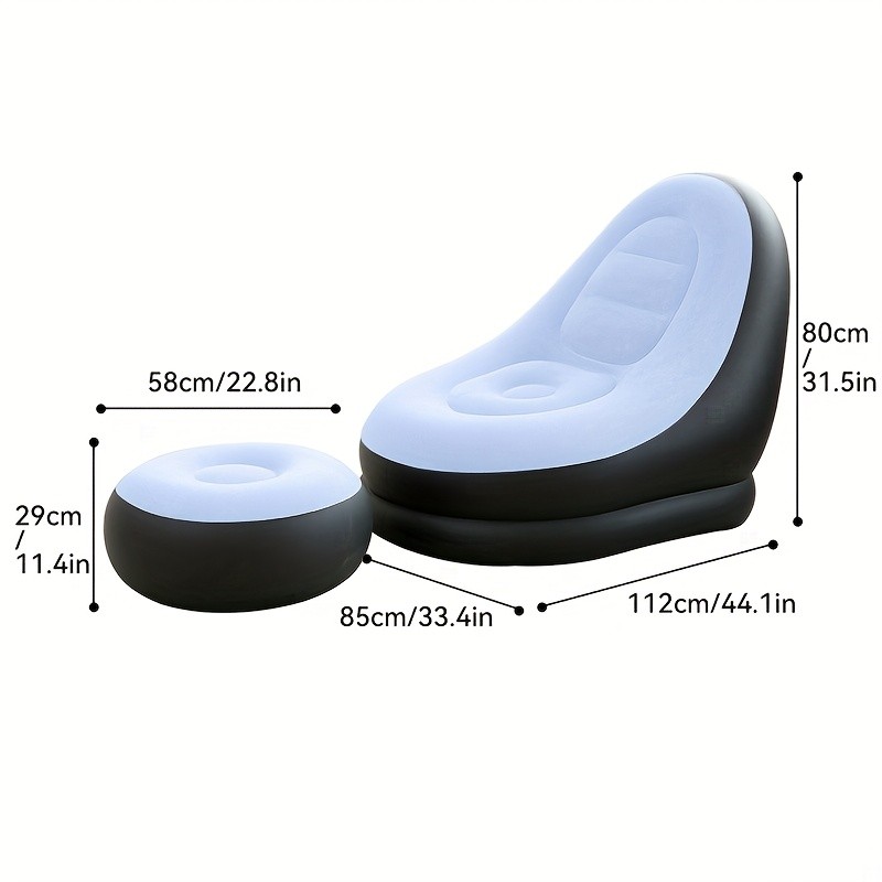 Inflatable Lounge Chair and Footstool Two-Piece Set