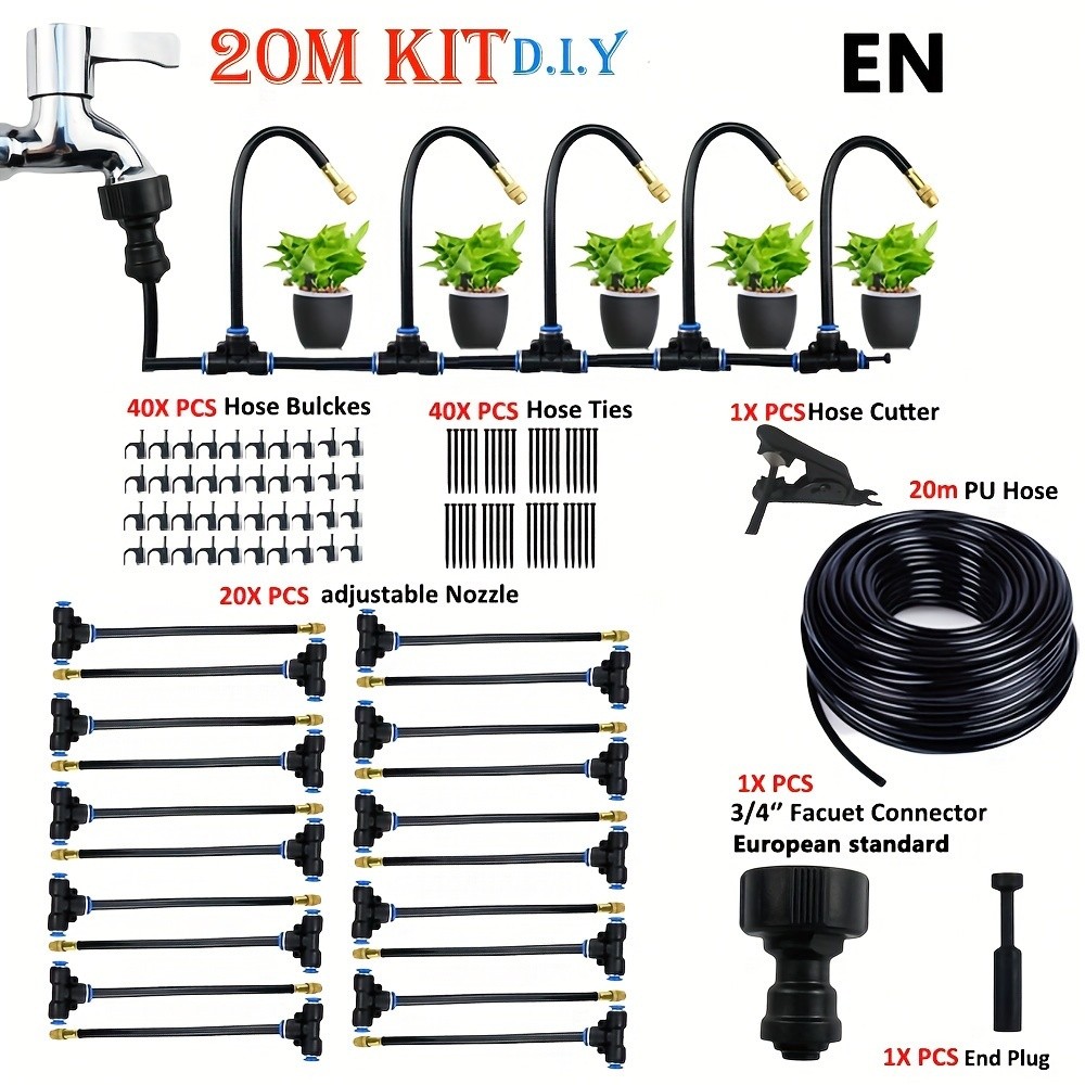 20m Micro Drip Irrigation Kit  Efficient, Power-Free Watering for Healthy Plants