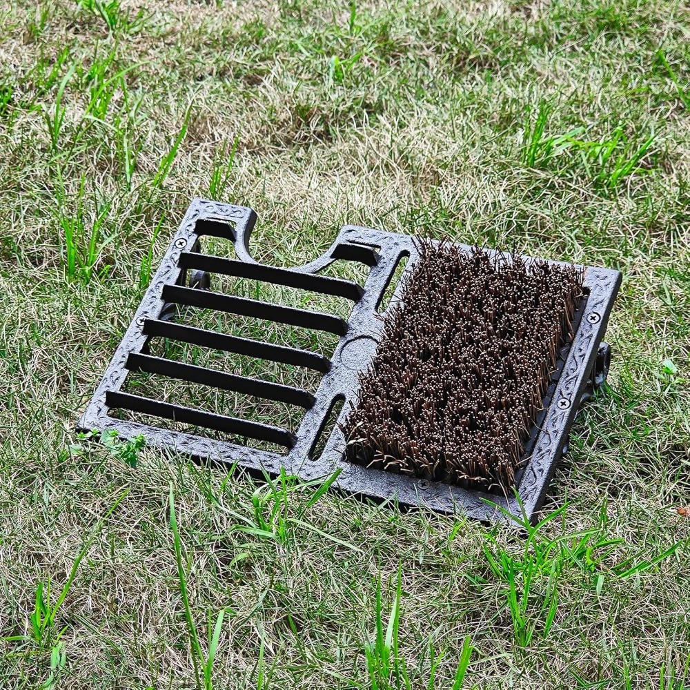 Heavy-Duty Vintage Cast Iron Boot Brush with Scraper