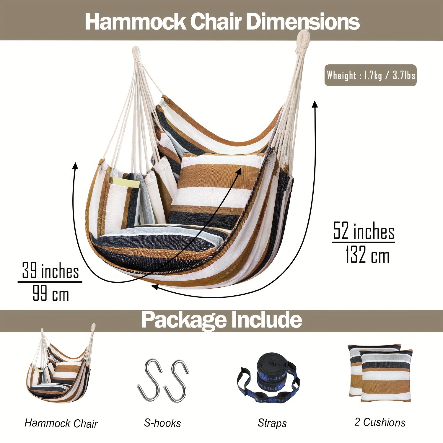 Hammock Chair Set  Complete Comfort System with Premium Straps & Cushions