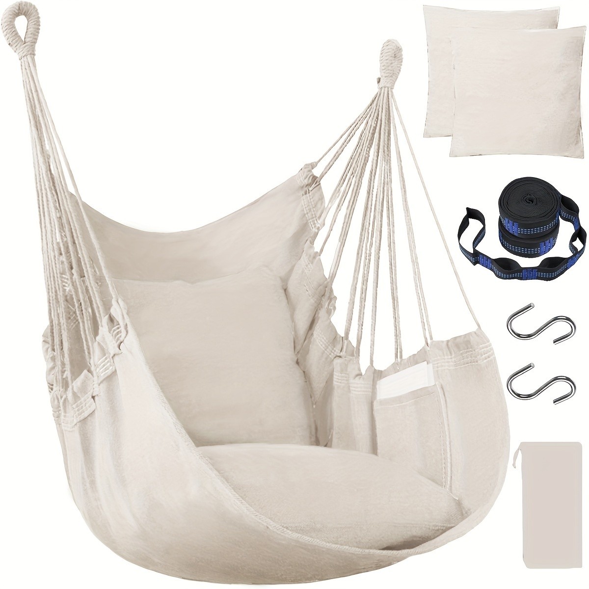 Hammock Chair Set  Complete Comfort System with Premium Straps & Cushions