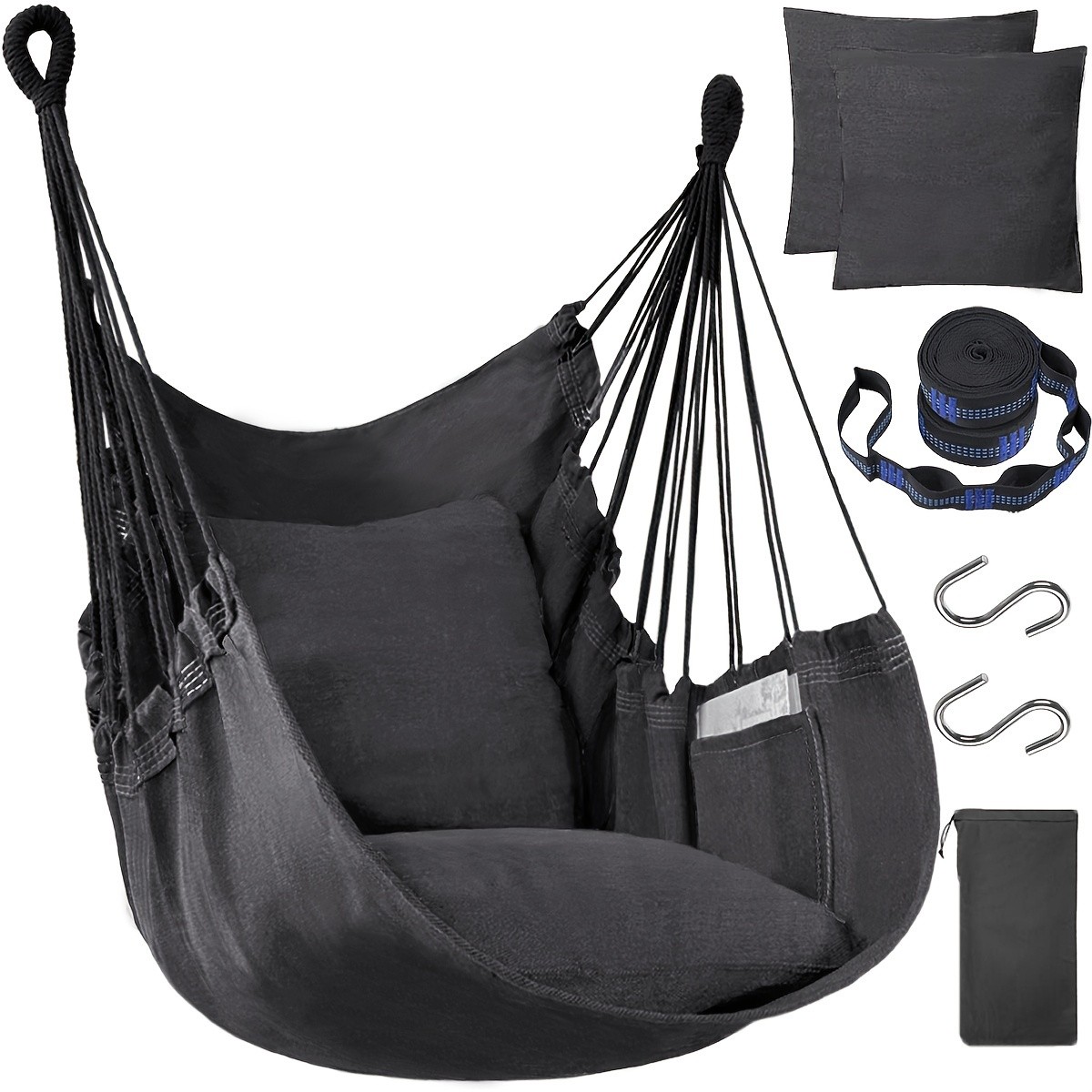 Hammock Chair Set  Complete Comfort System with Premium Straps & Cushions