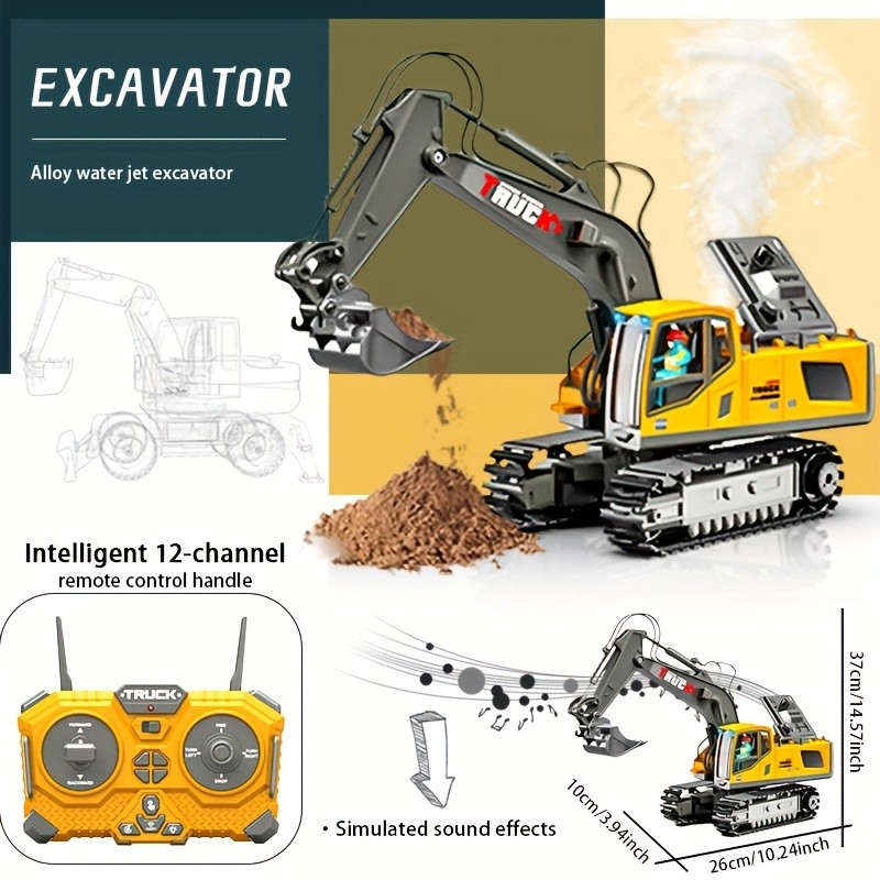 Boys' Remote-Controlled Excavator Toy  Big Build Fun. Real Construction Action.