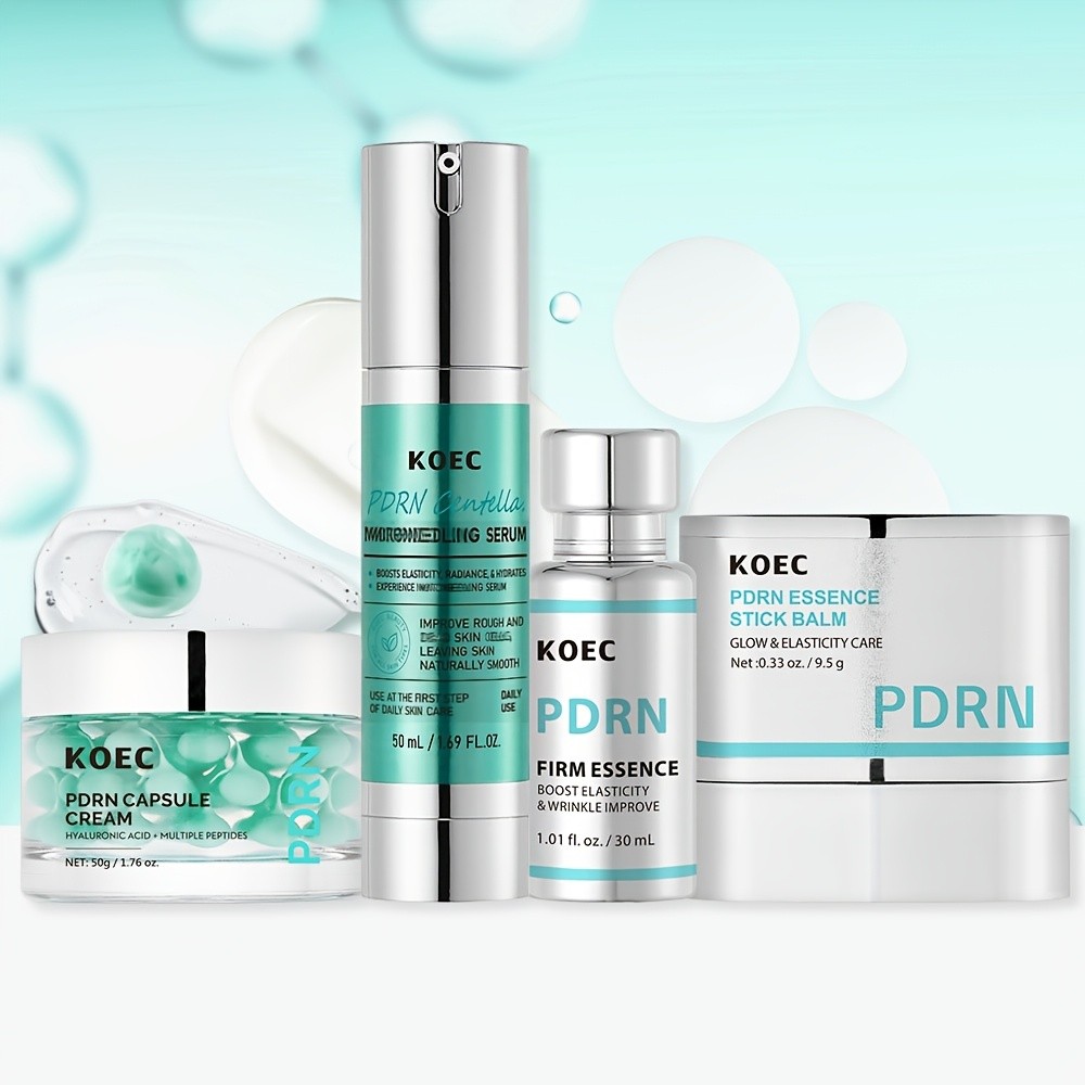 2 pcs KOEC PDRN Skincare Set (Micro-Needling Serum 50ml + PDRN Firm Essence 30ml + PDRN Capsule Cream 50g + PDRN Essence Stick Balm 9.5g)