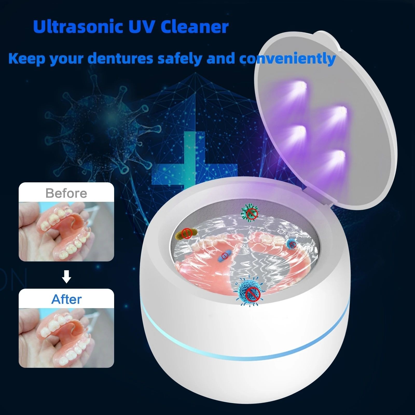 UV-C Light and Ultrasonic Dental Cleaner