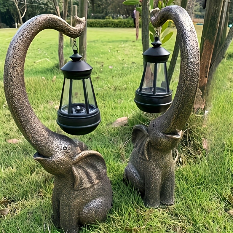 Solar Garden Elephant Statues