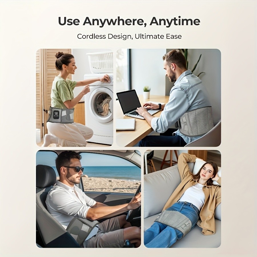 Cordless Heated Massage Waist Belt with Lumbar Support