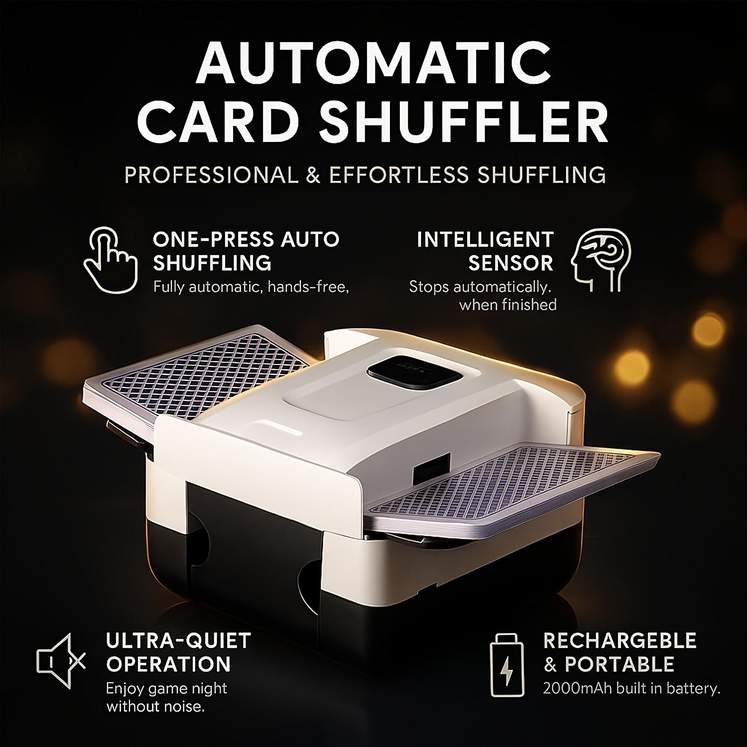 Fully Automatic Card Shuffler  Silent, Anti-Jam Precision for Fair Play