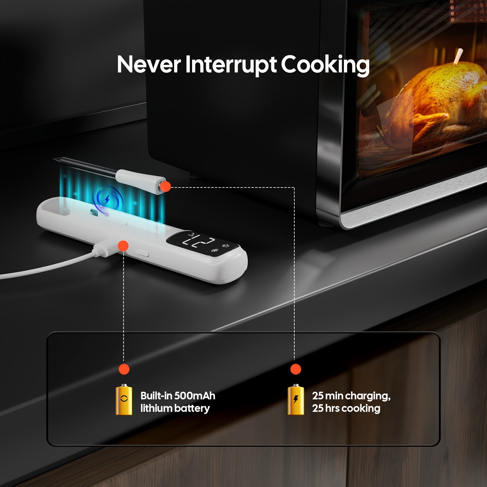 1000ft/305m Wireless Meat Thermometer