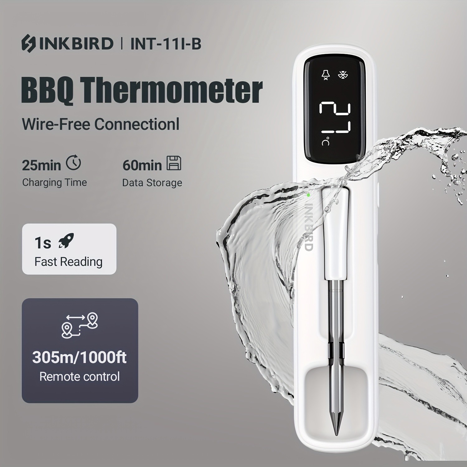 1000ft/305m Wireless Meat Thermometer