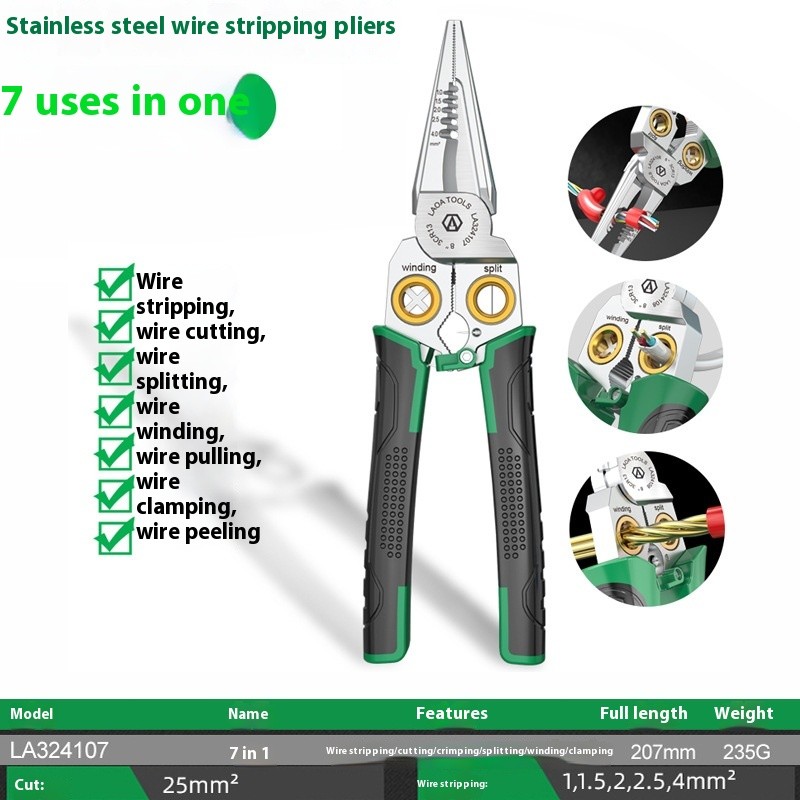 8-in-1 Wire Stripper with Electrical Measuring Pliers