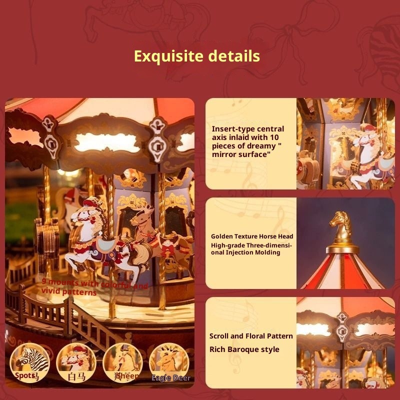 3D Wooden Puzzle  Classic Carousel