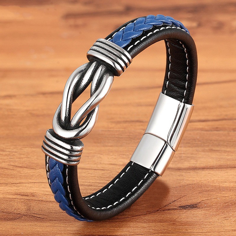 Men Simple Leather Braided Bracelet