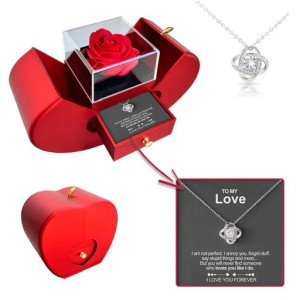 Rose Flower Box With Necklace
