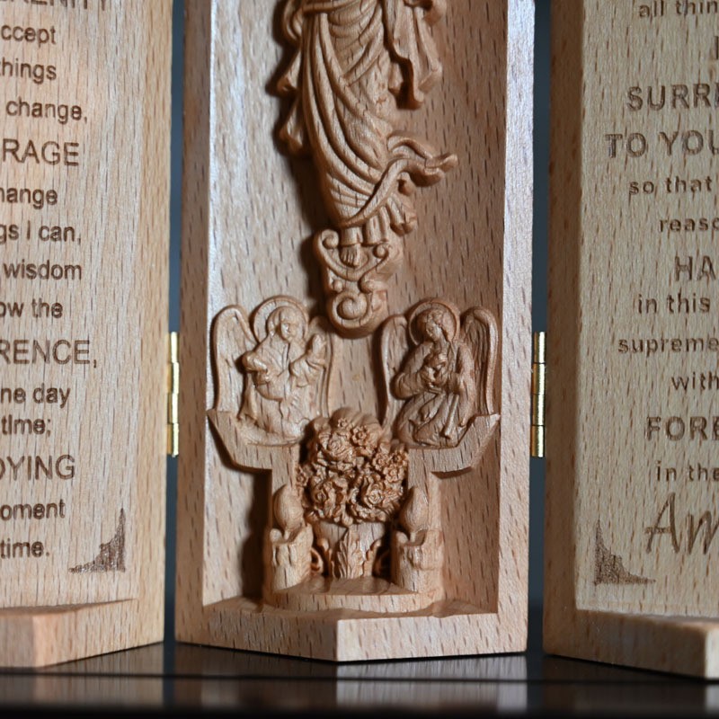 Openable Wooden Cylinder Sculpture of Jesus Christ