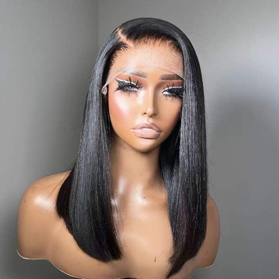 Straight Lace Front Bob Wig  100% Human Hair, Natural Finish
