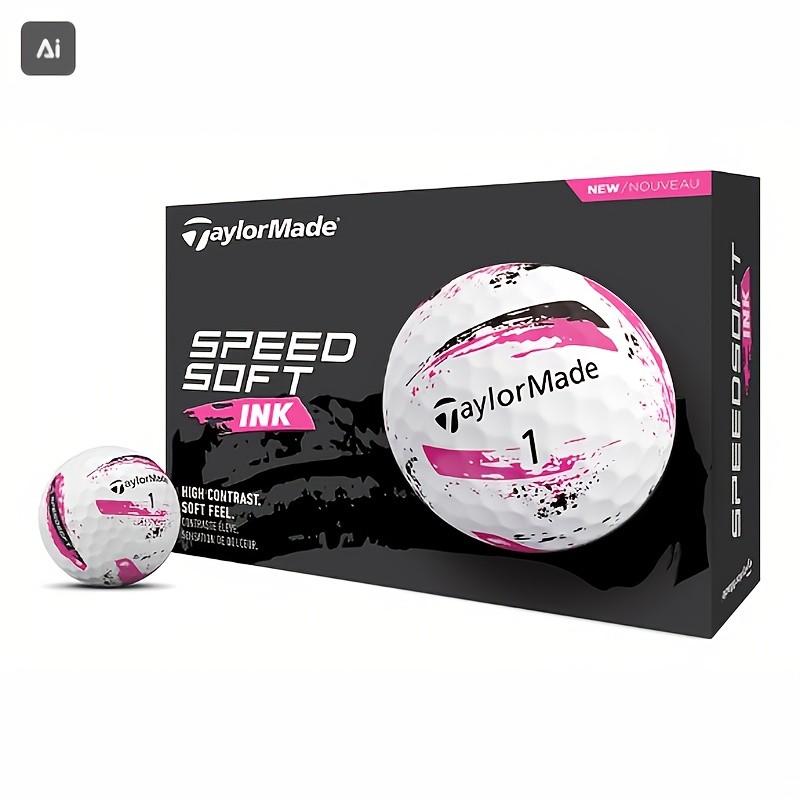 12pcs TaylorMade SpeedSoft Ink PNK GLB White/Pink Golf Balls