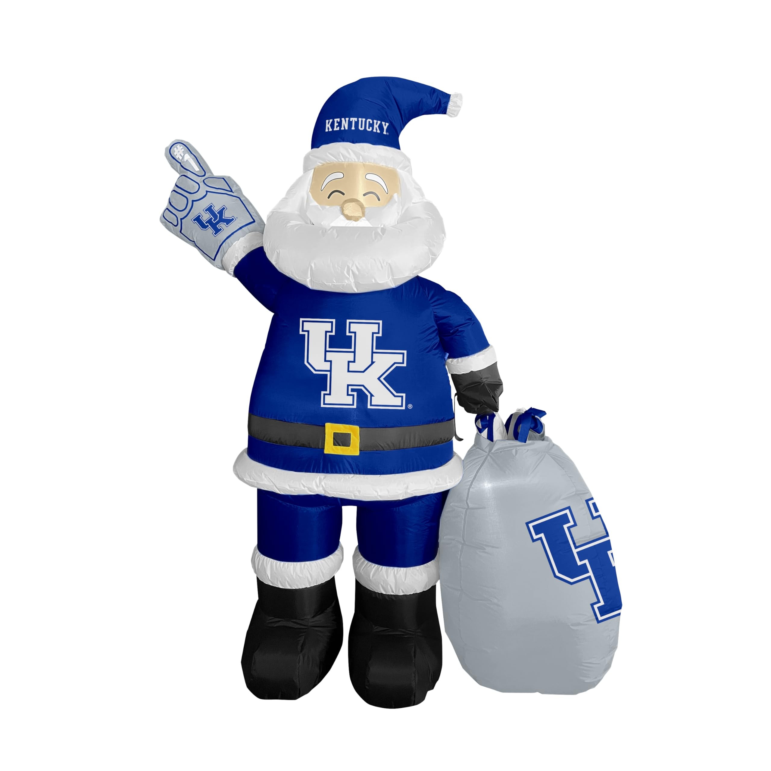 Logo Brands NCAA Kentucky Wildcats 7ft Inflatable Santa  Easy Inflation with 12V Blower LED Lights for Indoor/Outdoor Fun