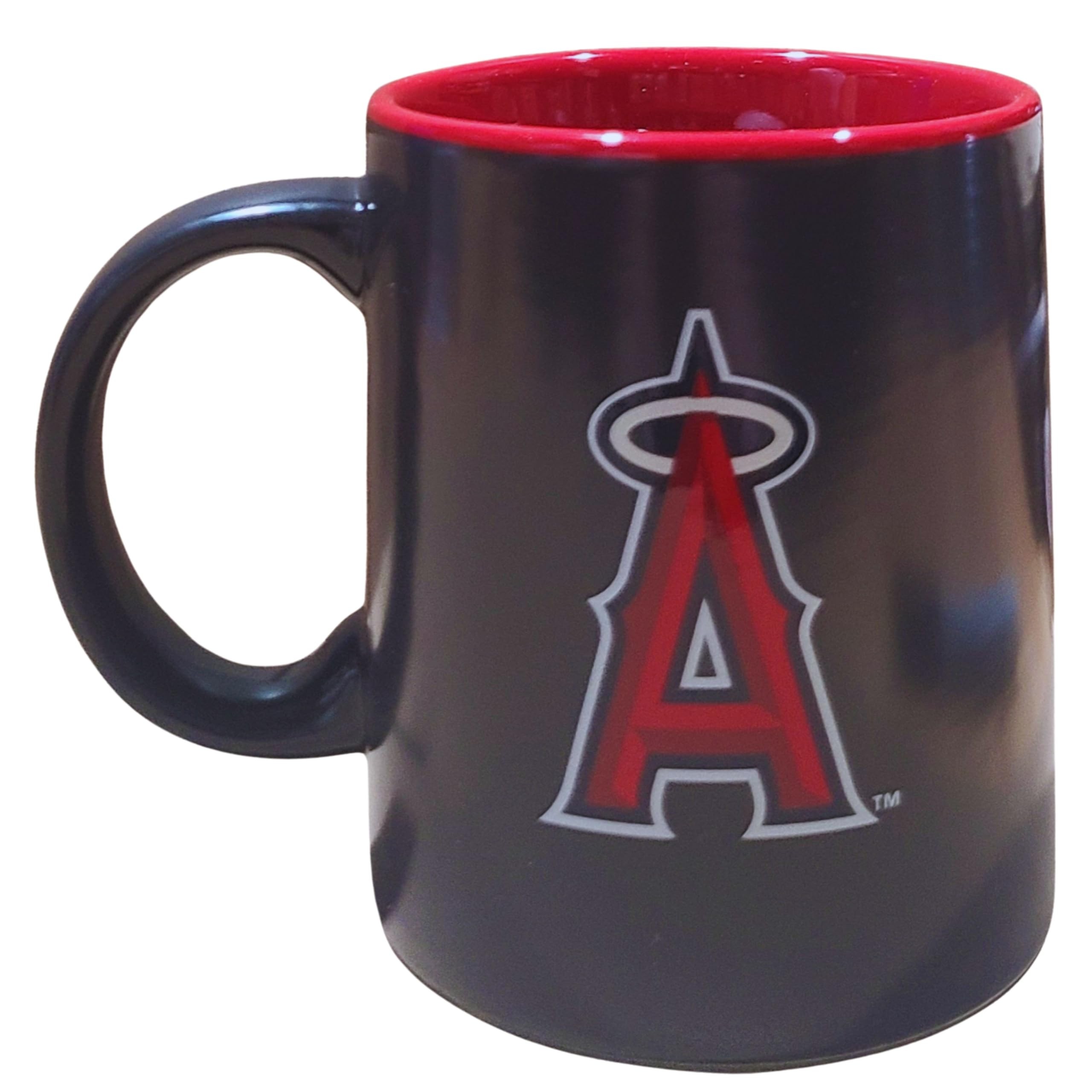 Boelter Brands Two Toned Matte Black Coffee Mug MLB Team Logo with Inner Team Color (Los Angeles Angels)