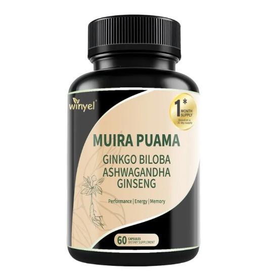 Muira Puama Ginseng Ashwagandha Herbal Supplement  60 Capsules