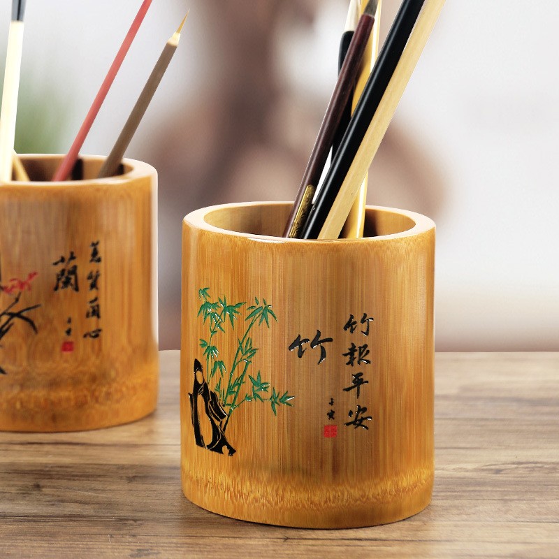 Bamboo Round Pen Container