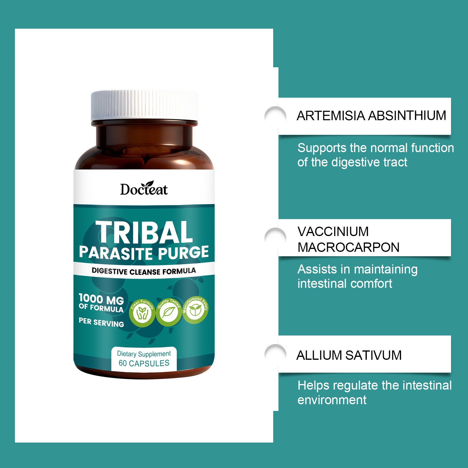 Docteat Tribal Parasite Purge  Digestive Cleanse Formula for a Healthier Gut
