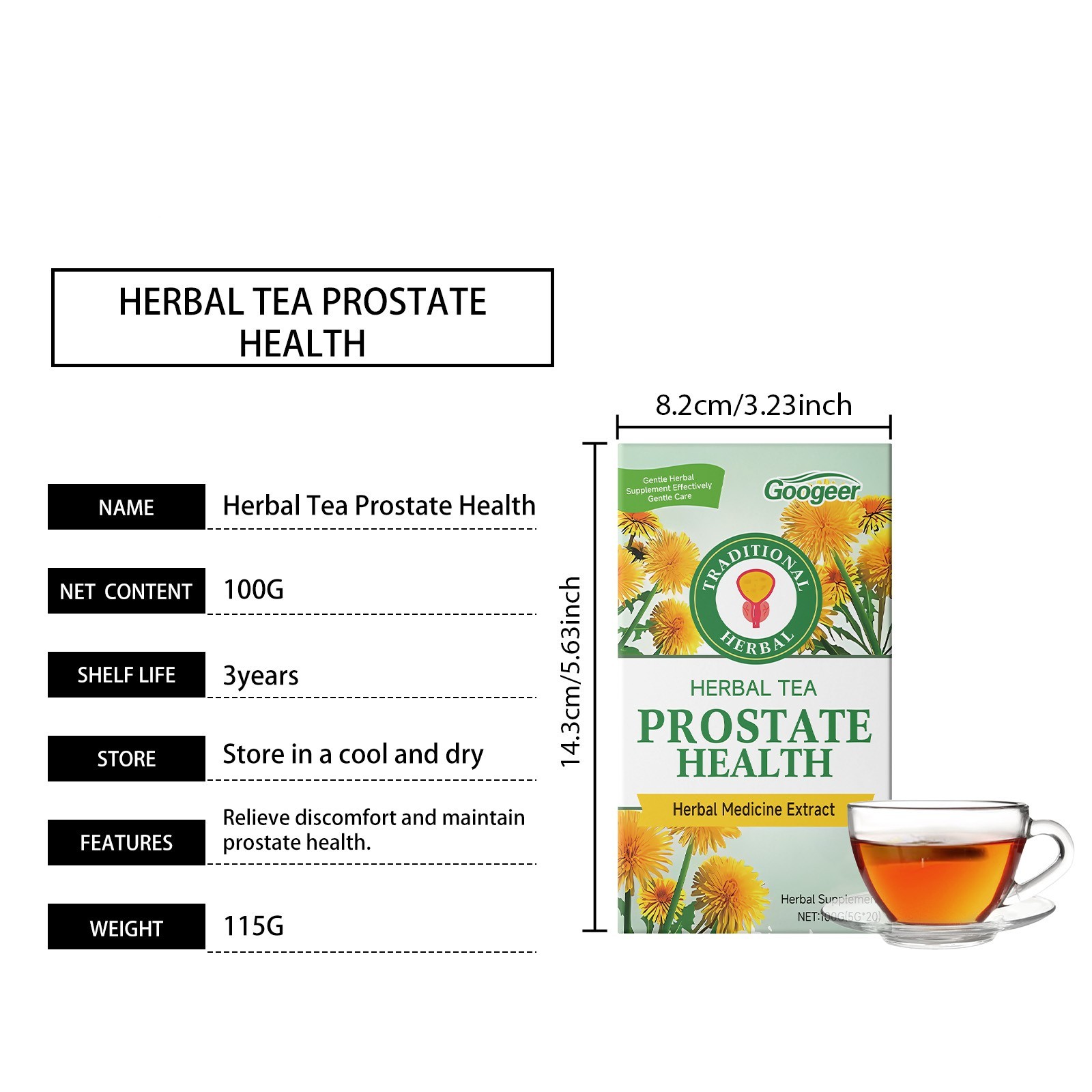 Prostate Health Herbal Tea Gentle Herbal Care for Mens Wellness