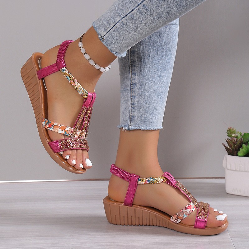 Rhinestone Open Toe Orthopaedic Sandals