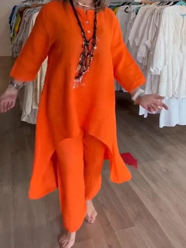 Autumn Long Sleeve Cotton Linen