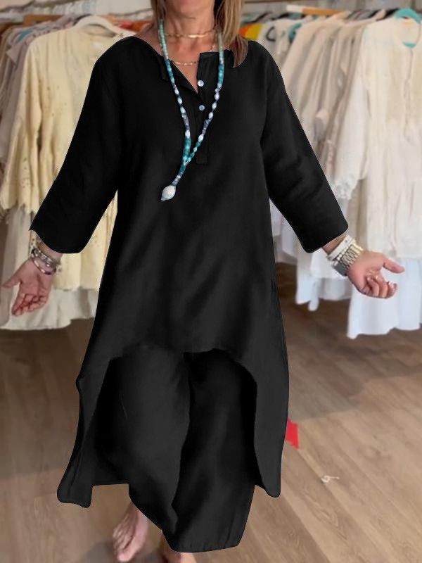 Autumn Long Sleeve Cotton Linen