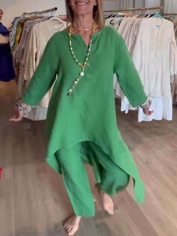 Autumn Long Sleeve Cotton Linen