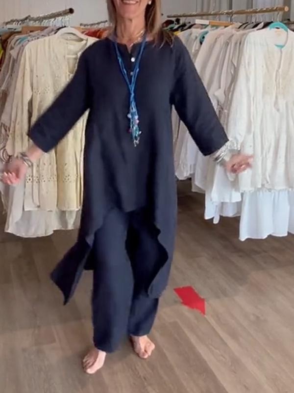 Autumn Long Sleeve Cotton Linen