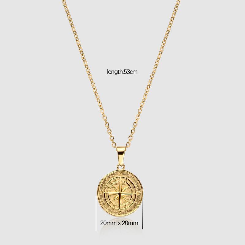 Men Compass Shape Necklace