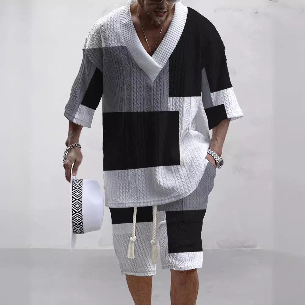 Vintage Jacquard V-Neck Two Piece