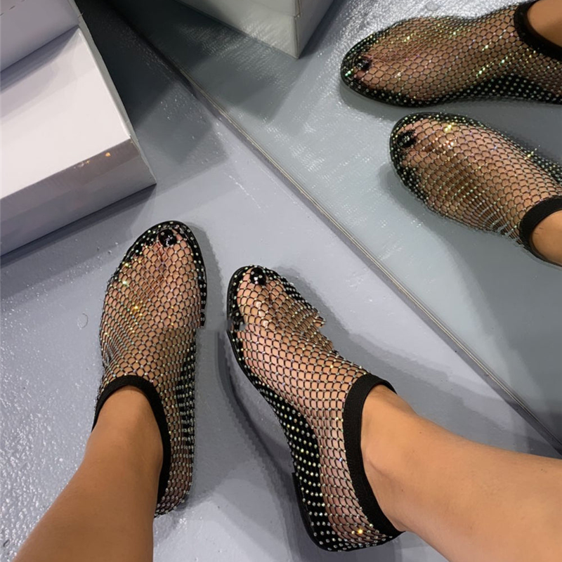 Rhinestones Mesh Chain Sandals