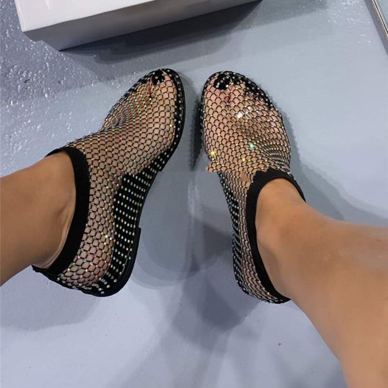 Rhinestones Mesh Chain Sandals