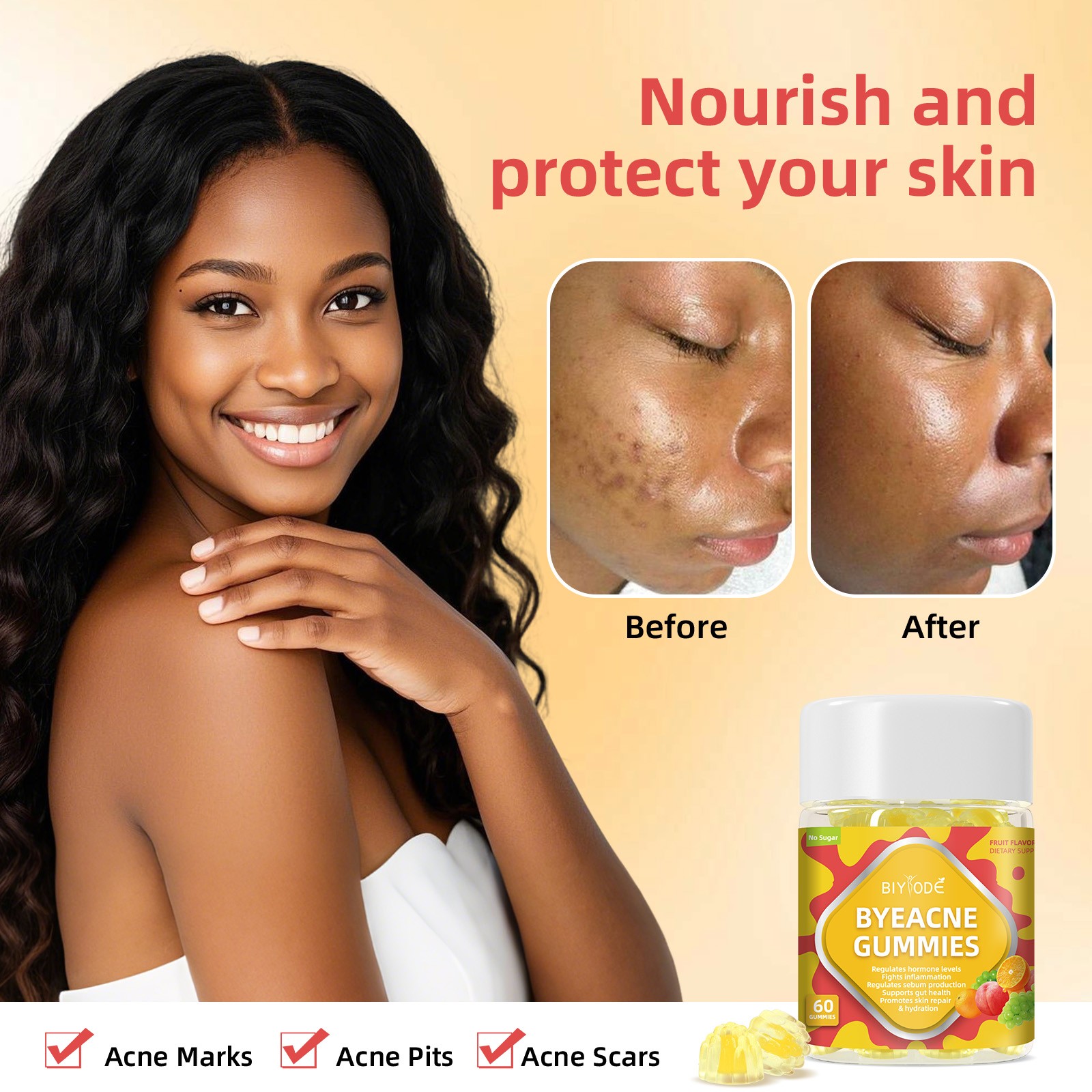 ByeAcne Gummies Sugar-Free Daily Skin Support from Within