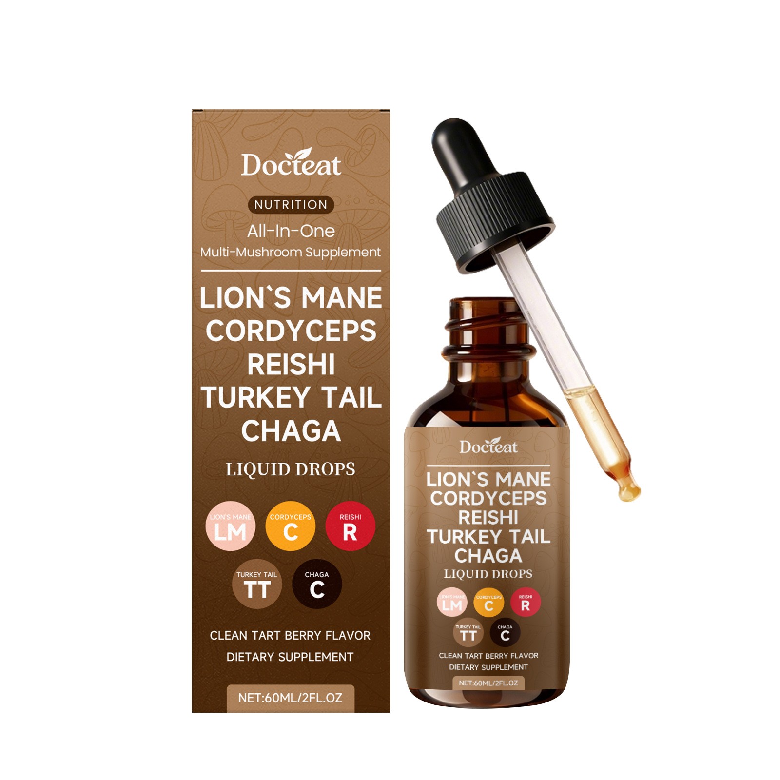 Docteat Nutrition All-In-One Multi-Mushroom Supplement Liquid Drops