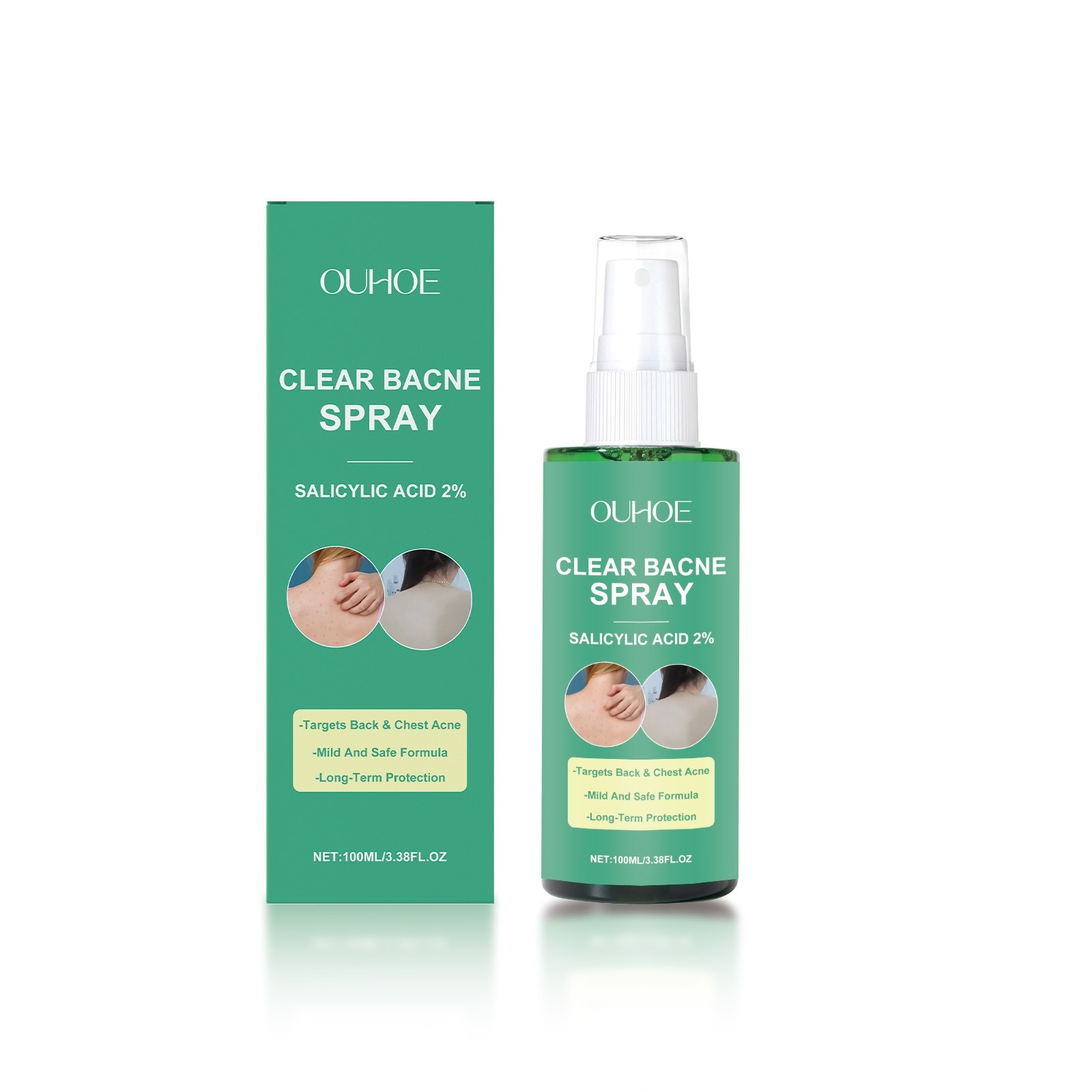 OUHOE Clear Bacne Spray  2% Salicylic Acid