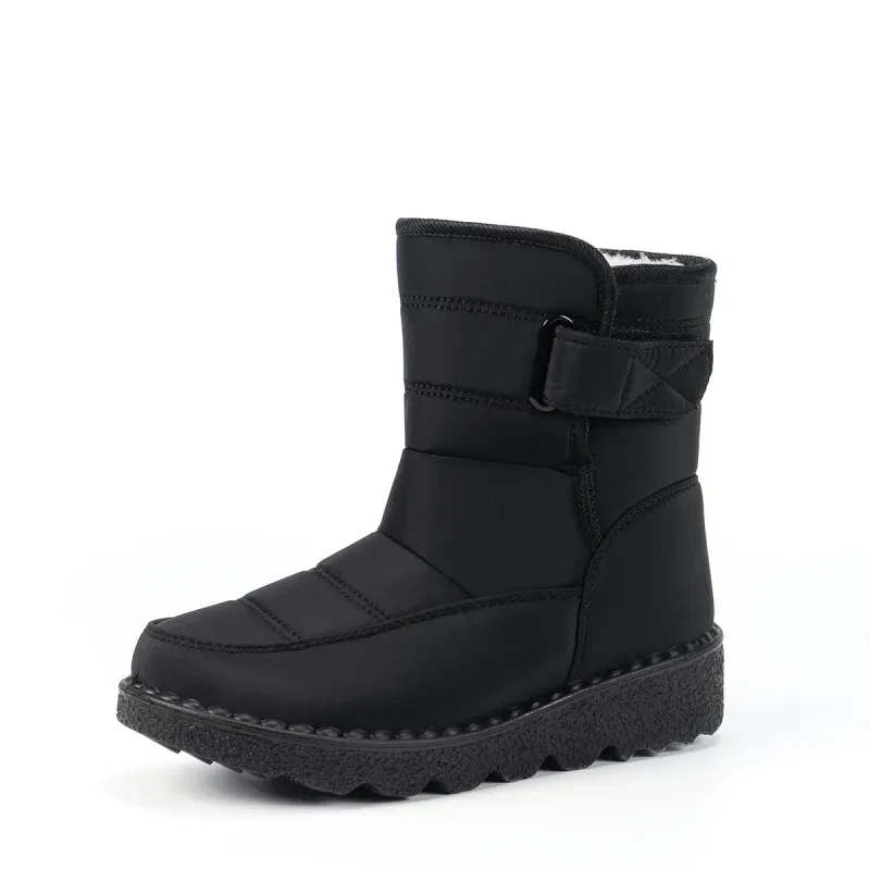 Winter Snow Boots Fashion Flat Thick-soled Cotton Shoes Round Toe Warm Plush Ankle Boot For Women