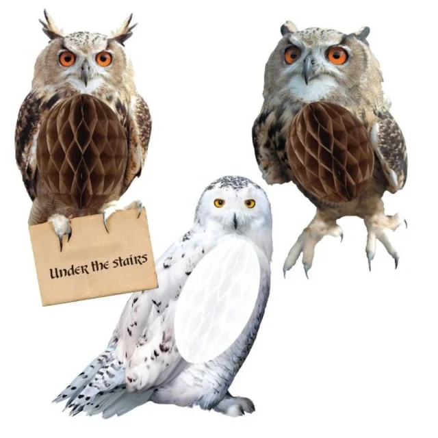 Harry Potter Hanging Honeycomb Owl Decoration 3pc - Set of 3