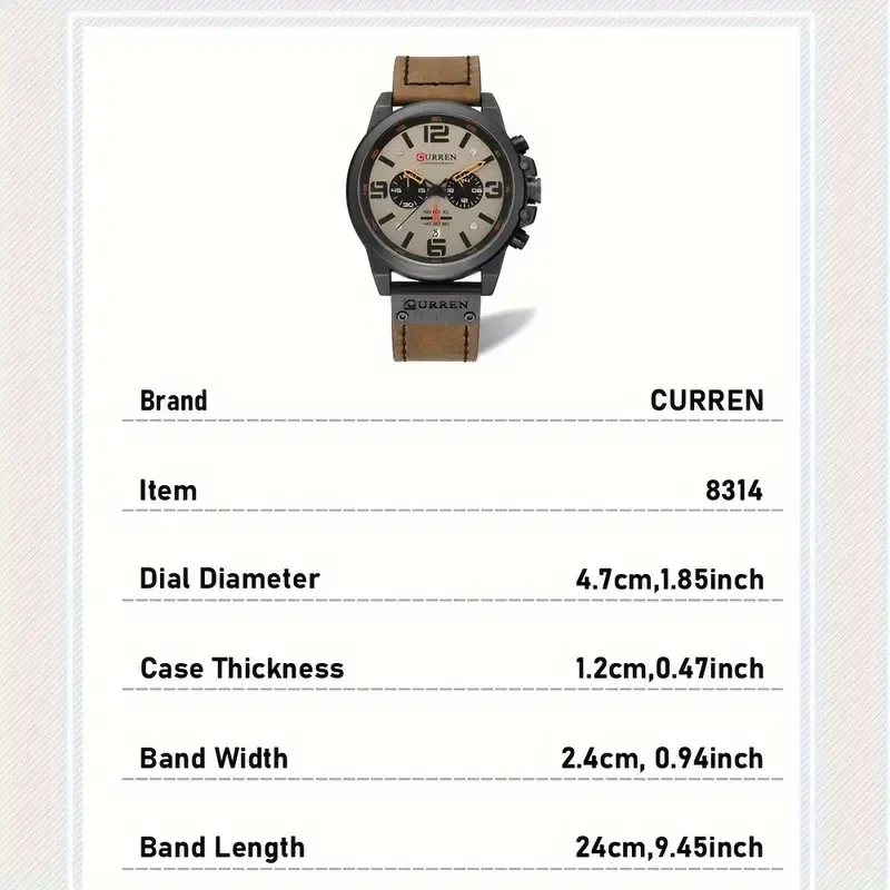 CURREN Chronograph Men's Watch Retro Classic