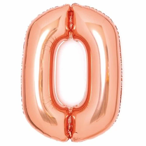 Large Number 0 Rose Gold Foil Balloon 64cm w x 90cm h