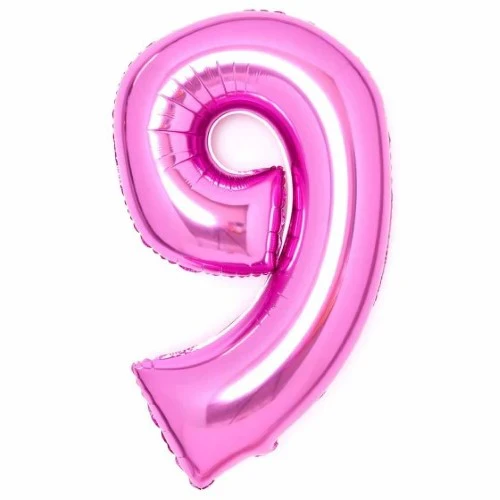 Large Number 9 Pink Foil Balloon 57cm w x 91cm h