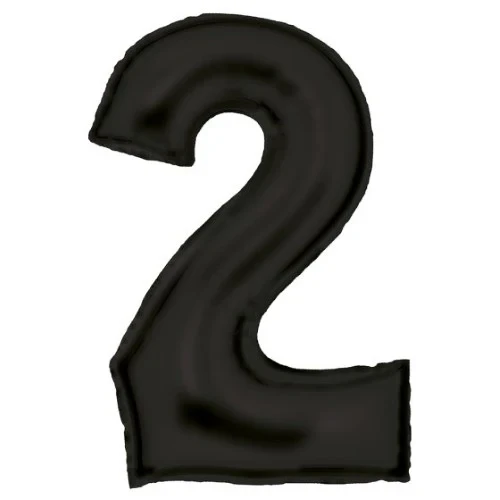 Large Number 2 Silk Lustre Black Foil Balloon 55cm w x 86cm h